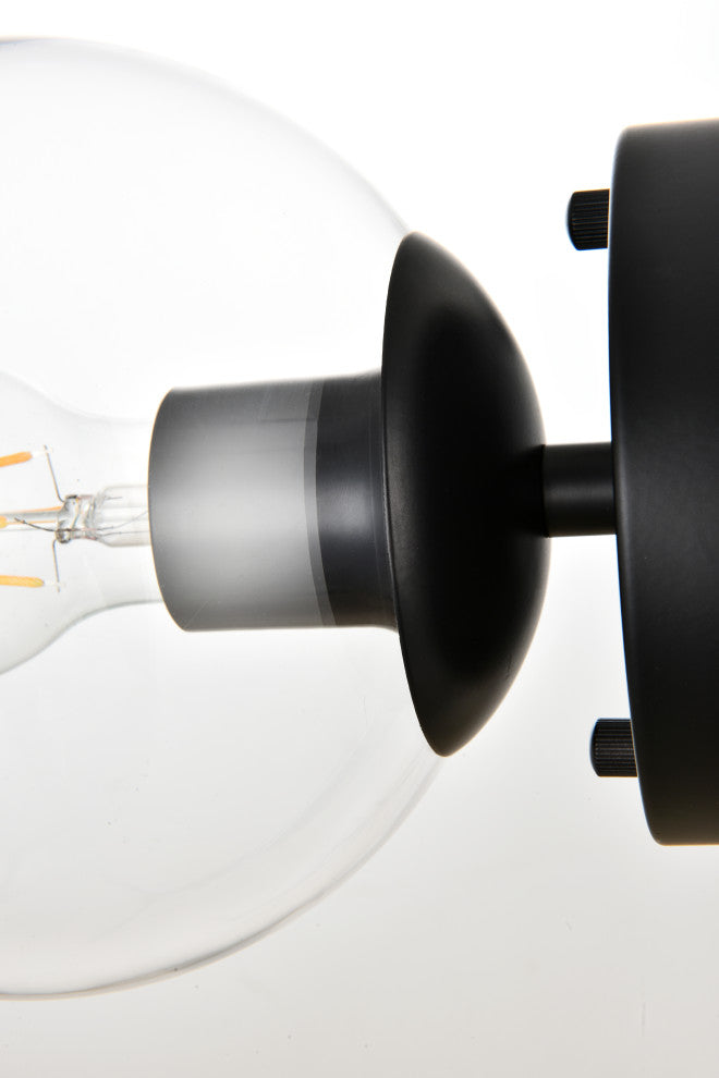 1 Light Black And Clear Bath Sconce
