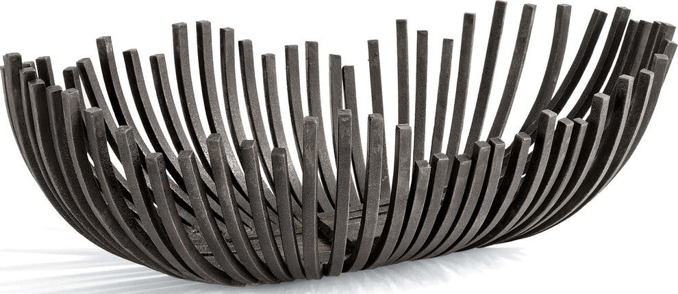 Webbed Bowl Oblong, Blackened Iron