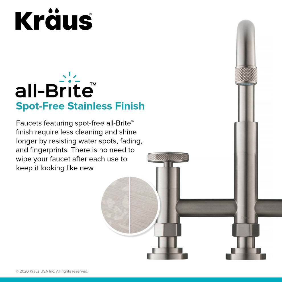 Urbix Bridge Kitchen Faucet, Spot Free Stainless Steel
