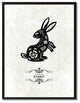 Rabbit Chinese Zodiac White Print on Canvas with Picture Frame, 13"x17"
