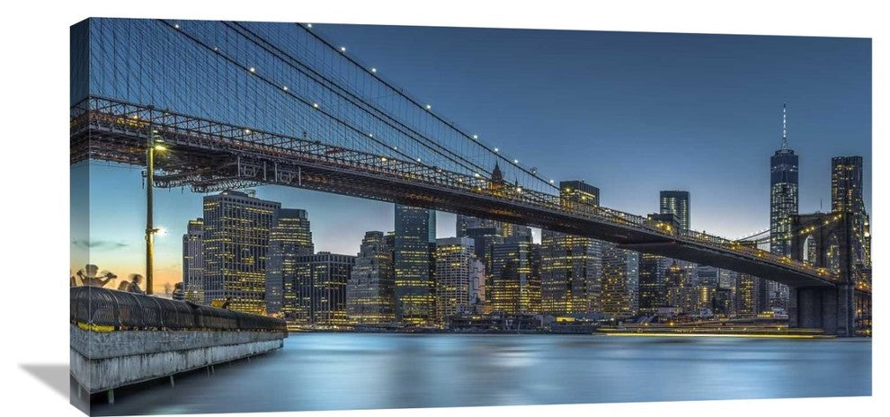 "New York - Blue Hour Over Manhattan" Canvas by Michael Jurek, 36x18"