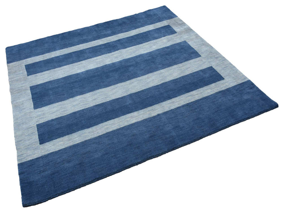 HAND KNOTTED LOOM WOOL ECO-FRIENDLY AREA RUGS-Rectangle,Blue,Contemporary, [Rectangle] 3'x5'