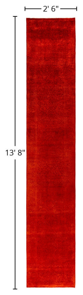 Overdyed One-of-a-Kind Hand-Knotted Area Rug Orange, 2' 6" x 13' 8"