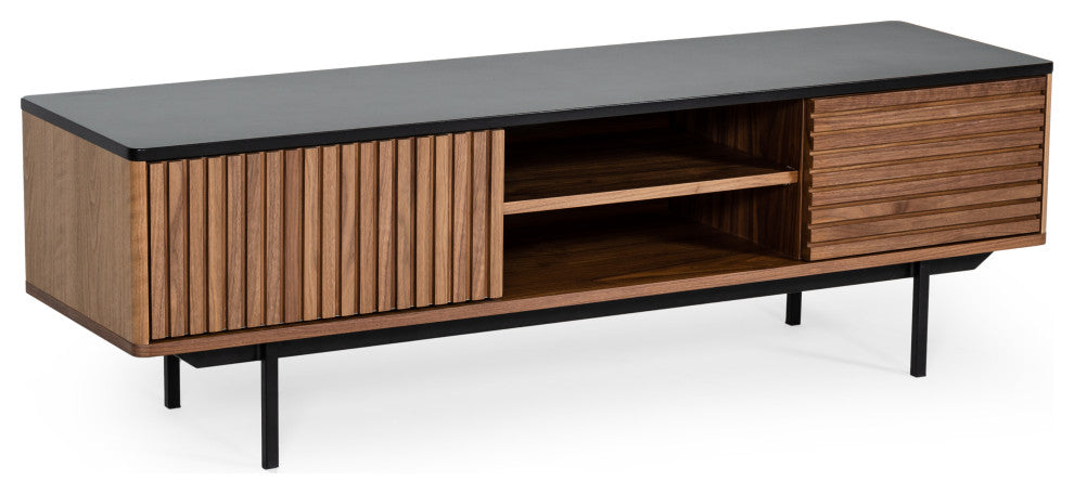 Modrest Maggie Modern Walnut and Gray TV Stand