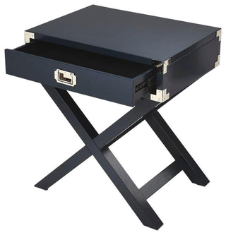 Contemporary Blue Side Table with Drawer