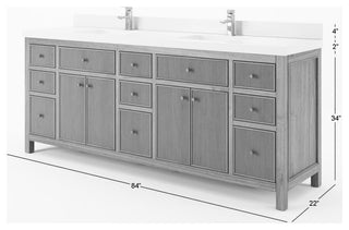 Sonoma Teak 84" Double Sink Vanity, Dark Natural With 2" Carrara Quartz