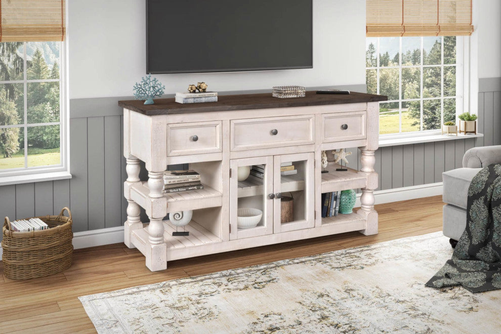 Stowe Barn Door Console - Media Cabinet - Tv Stand - Rustic Gray Solid Wood