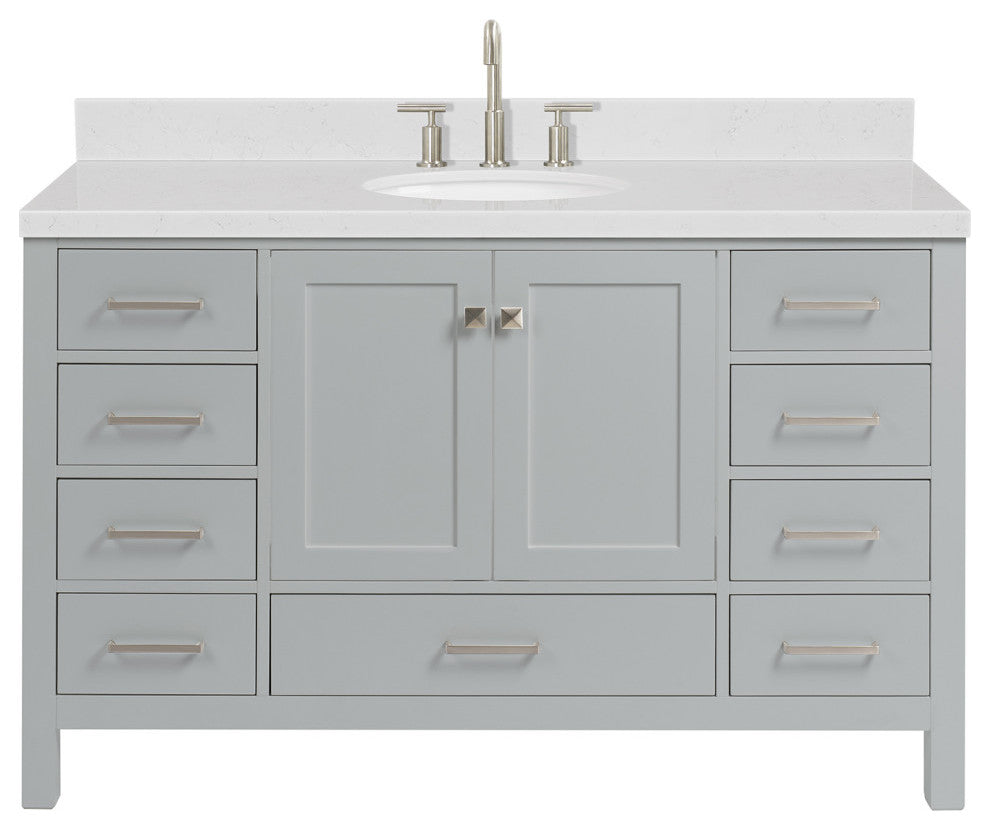 Ariel Cambridge 54" Single Oval Sink Vanity, Carrara Quartz
