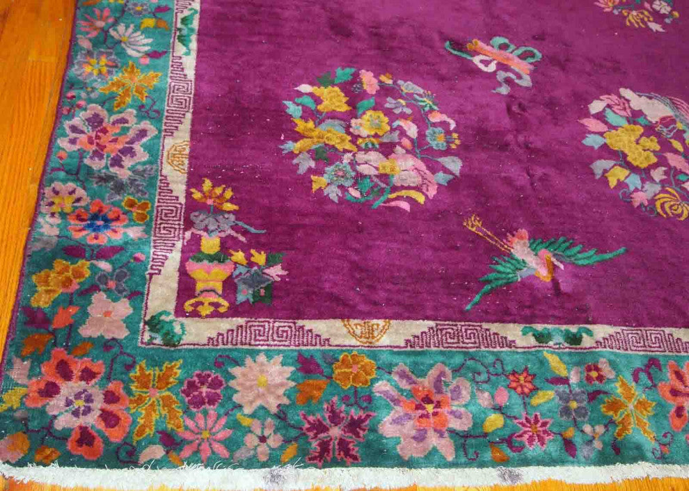 Handmade Antique Art Deco Chinese Rug, 5.10'x8.5', 182cmx259cm 1920s