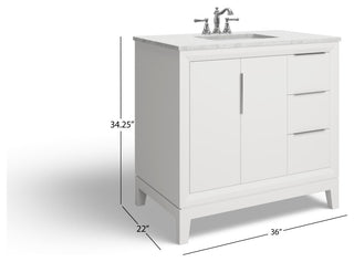 The Ezra Bathroom Vanity, Pure White, 36", Single Sink, Freestanding