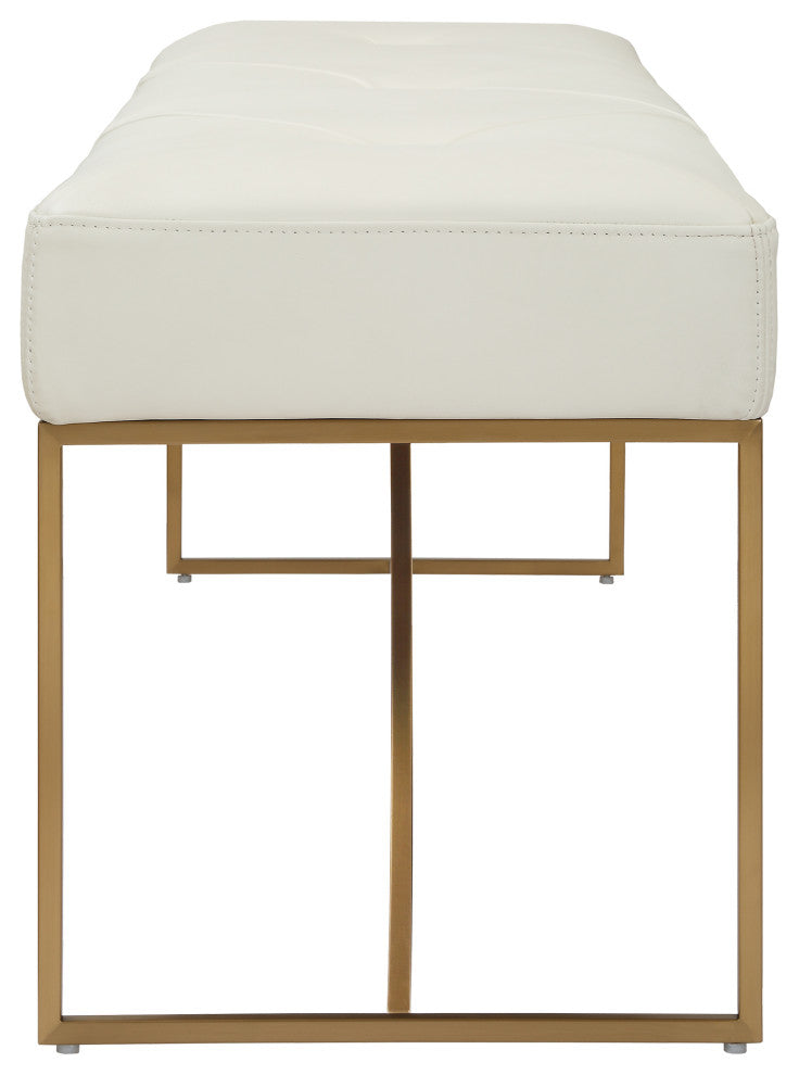 Uttermost Swale Ivory Leather Bench