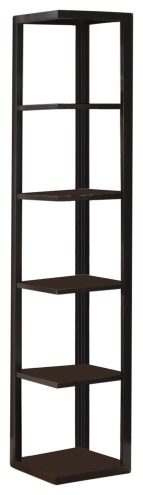 Damian 5-Tier Corner Bookcase, Espresso