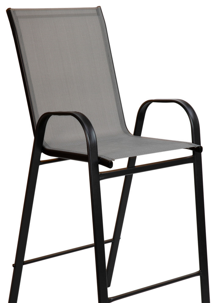 Brazos Series Stackable Outdoor Barstools Set of 2, Gray