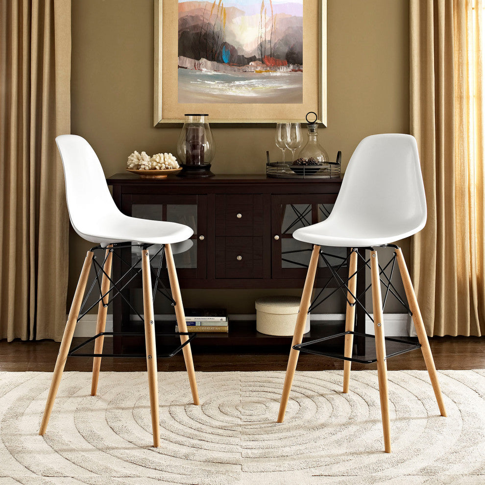 White Pyramid Dining Side Bar Stool Set of 2