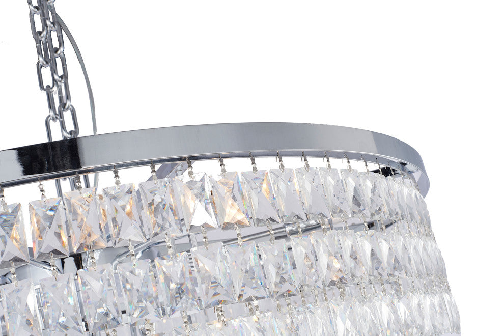 32" 27-Light Chrome Metal 7-Tier Chandelier With Clear Crystals