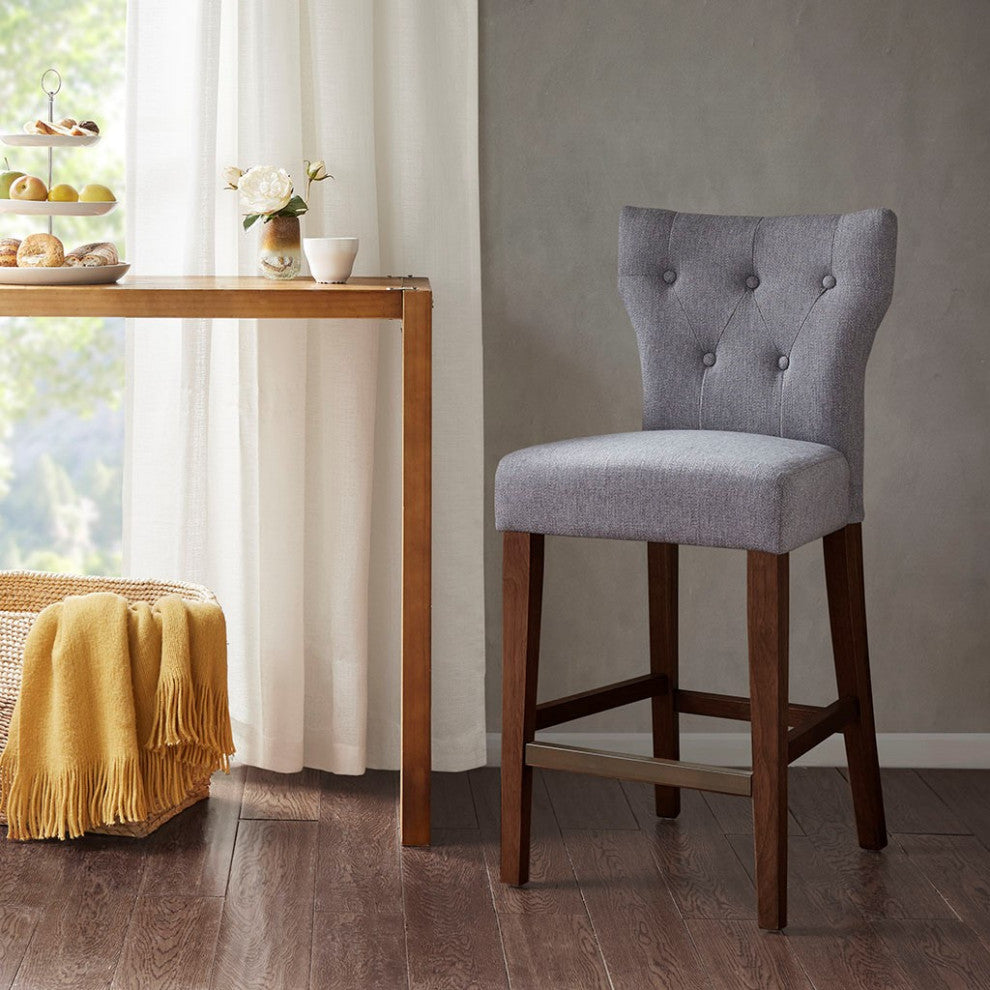 Madison Park Avila Tufted Bar Back Stools Counter Height Stool, Gray