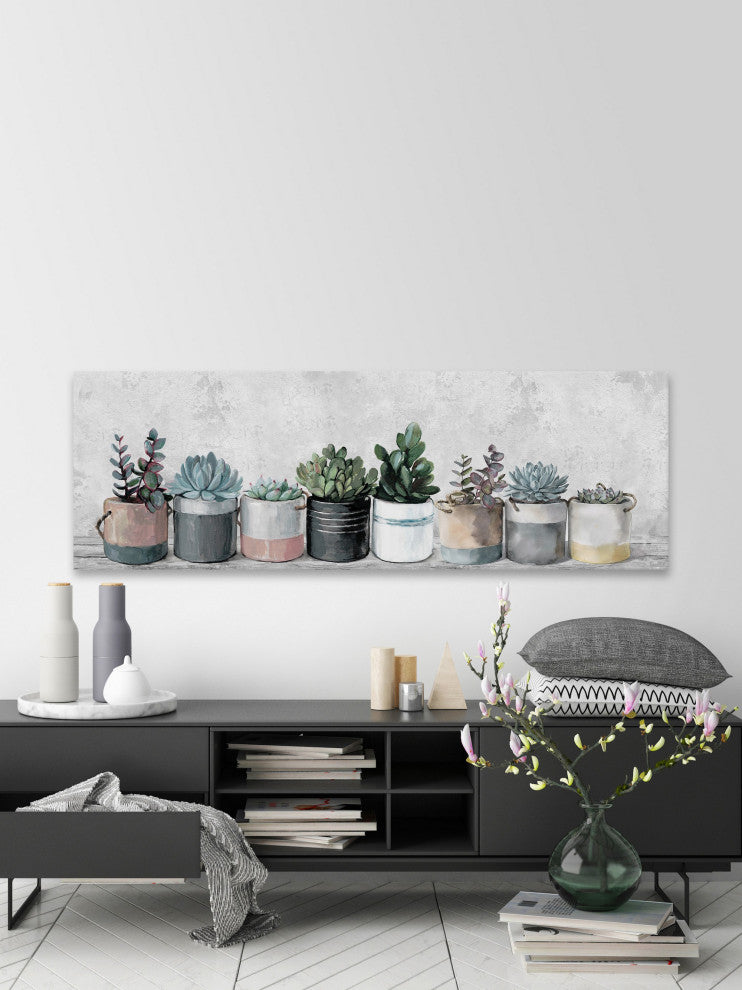 "Wild Succulents, Pots" Painting Print on Wrapped Canvas