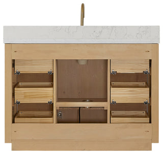 Vinnova Cadiz Bath Vanity, Composite Stone Top, Washed Ash Grey, 48", No Mirror