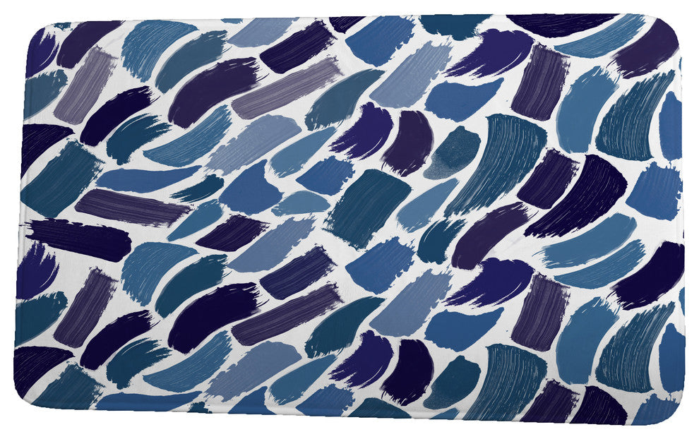 Goals, Gourds, and Gatherings Wenstry Geometric Print Bath Mat, Blue, 17"x24"
