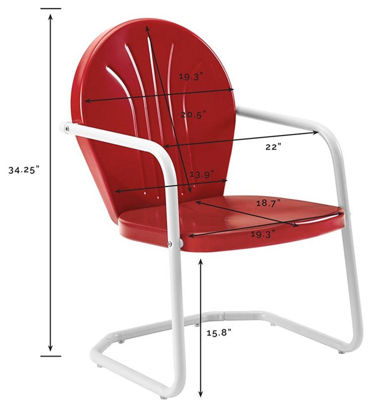 Crosley Furniture Griffith Metal Patio Chair in Bright Red Gloss