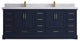 Fenway 84 Double Sink Bath Vanity in Navy Blue 2" Calacatta Nuvo