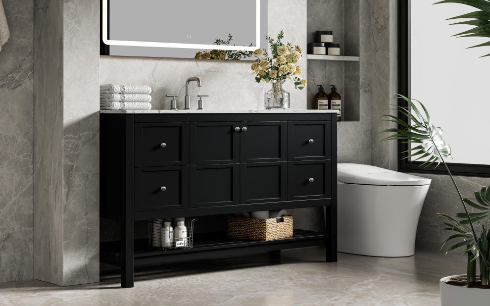 Home Living 54" Single Bathroom Vanity, Black