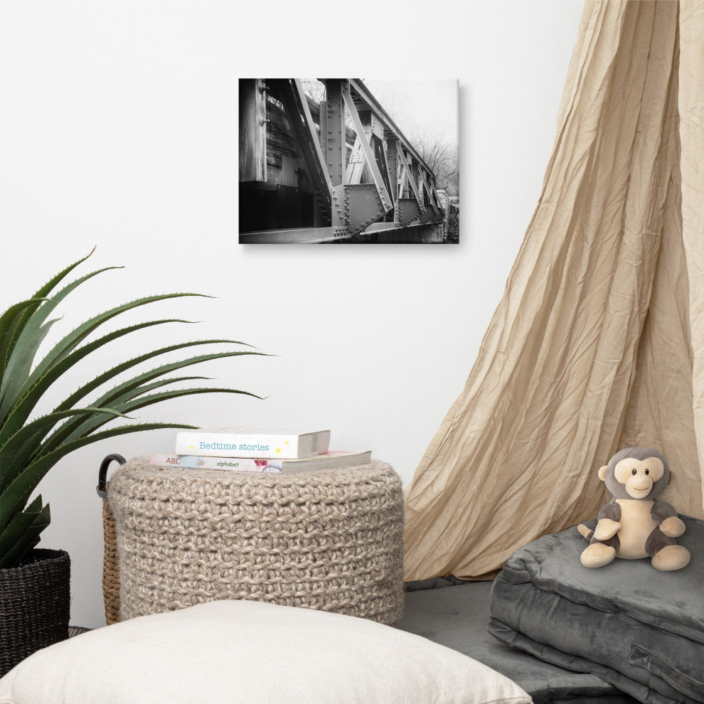 White Clay Creek Bridge Landscape Photo Canvas Wall Art Print, 12" X 16"