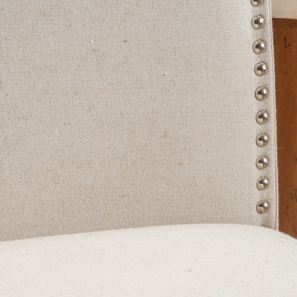 GDF Studio Auburn Ivory Fabric Backed Bar Stools, Set of 2