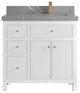 Sonoma 36 Right Offset Reeded Bath Vanity in White 2" Piatra Gray
