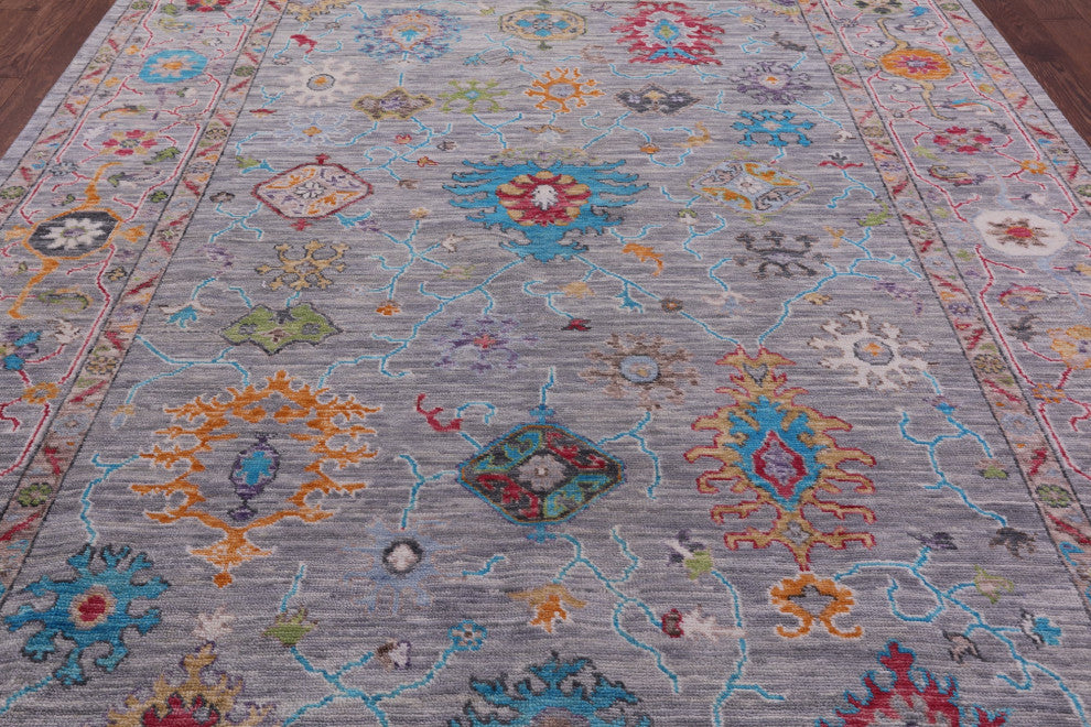 Hand Knotted Turkish Oushak Wool Rug 8' 11" X 11' 10" - Q15614