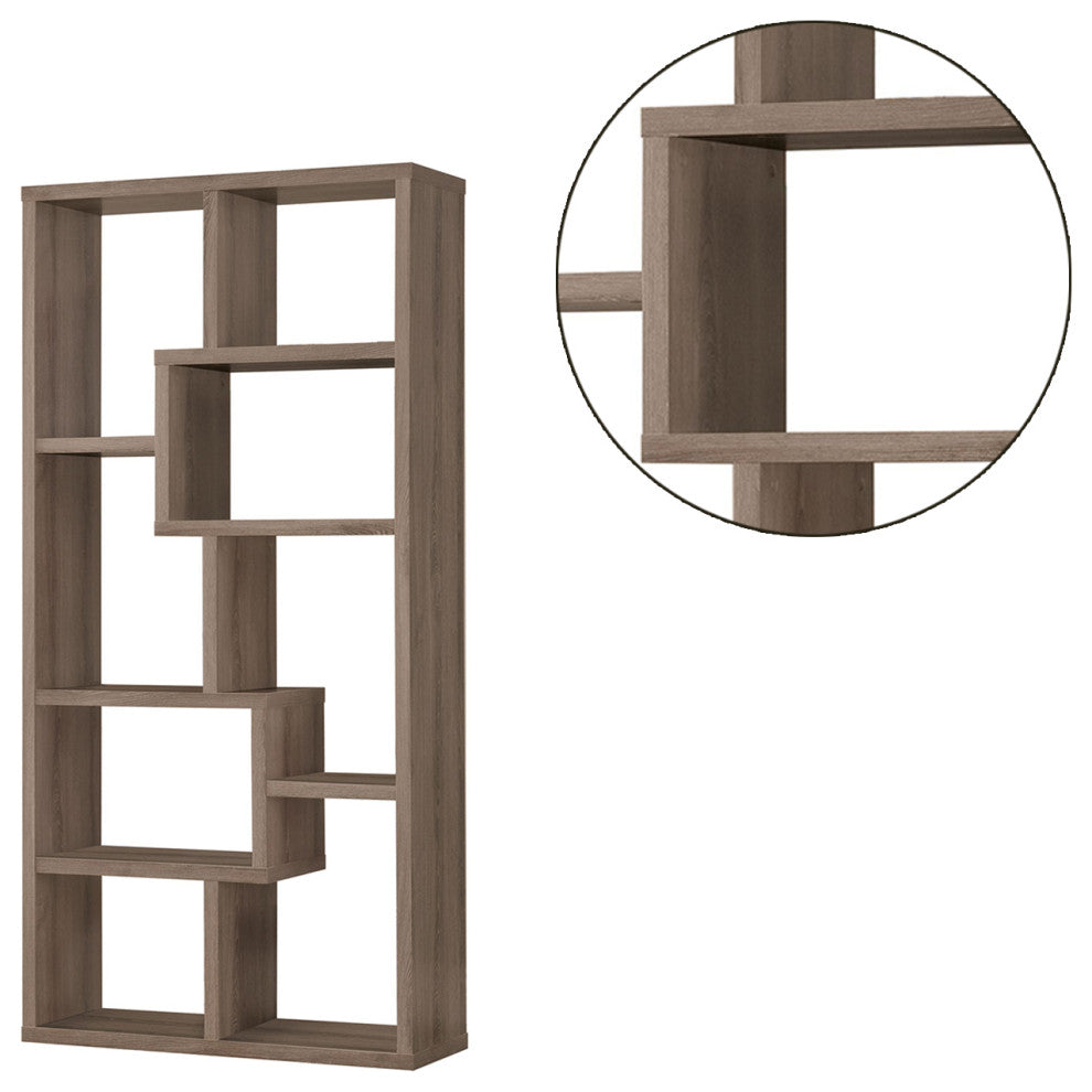 Multiple Cubed Rectangular Bookcase, Weathered Gray