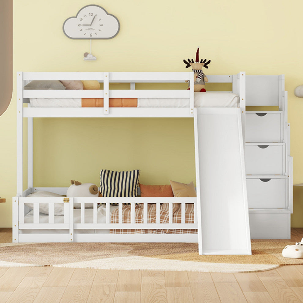 Gewnee Twin Over Full Bunk Bed with Slide