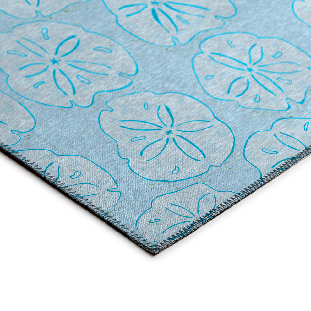 Indoor/Outdoor Seabreeze SZ10 Sky Machine Washable 8' x 8' Round Rug