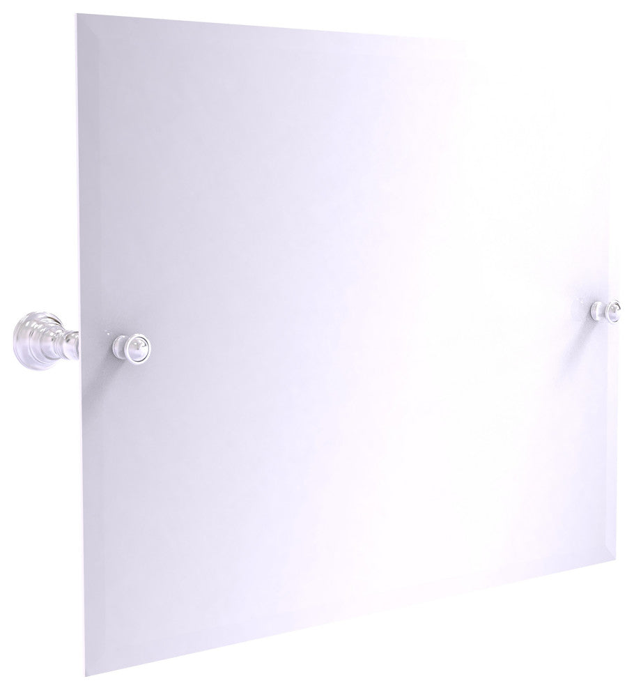Carolina Frameless Landscape Tilt Mirror with Beveled Edge, Satin Chrome