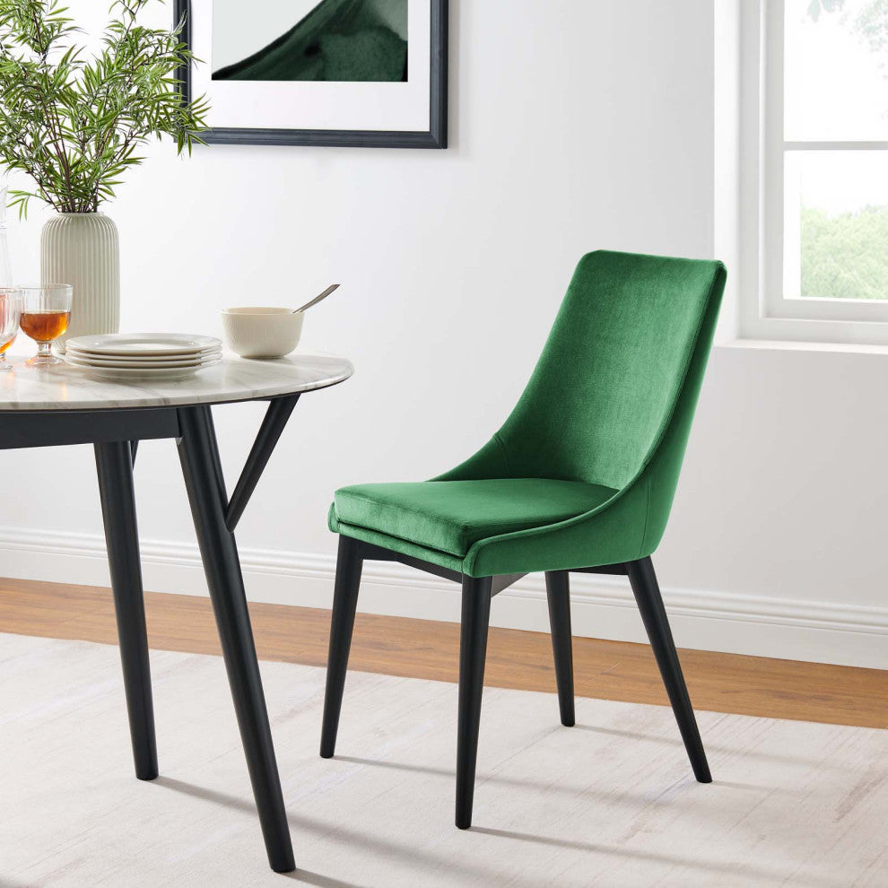 Side Dining Chair, Set of 2, Green, Velvet, Modern, Cafe Bistro Hospitality
