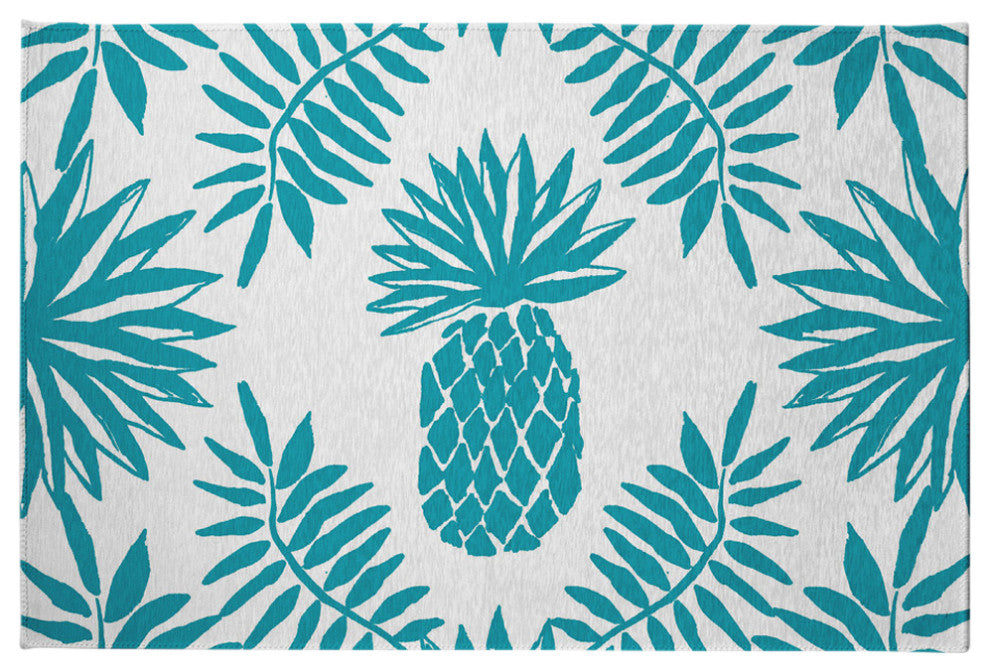Pineapple Leaves Spring Chenille Rug, Explorer Blue, 4'x6'