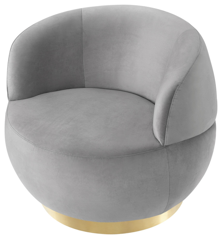 Inspired Home Shaniyah Accent Chair, Swivel, Gray/Gold Velvet