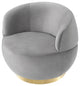 Inspired Home Shaniyah Accent Chair, Swivel, Gray/Gold Velvet