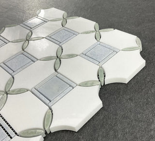 10-Pieces of Water Jet Marble Novelty Mosaic Wall & Floor Tile