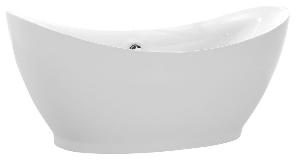 Reginald 68" Acrylic Soaking Bathtub, White, Havasu Faucet, Polished Chrome