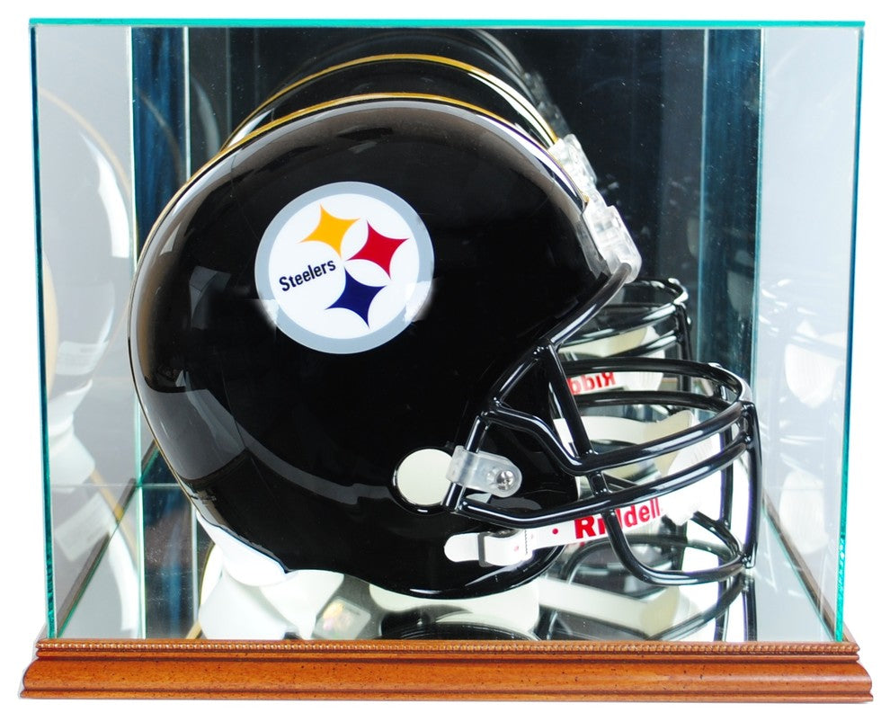 Rectangle Football Helmet Display Case, Walnut