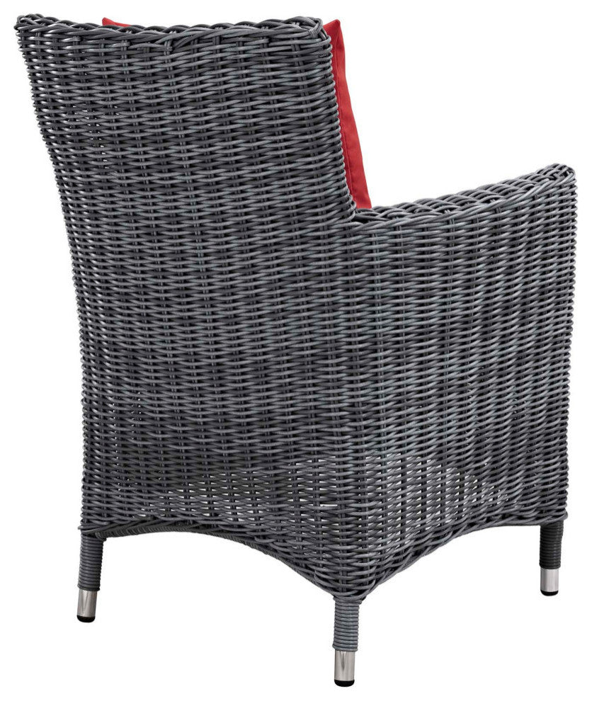 Summon 11-Piece Outdoor Patio Sunbrella Dining Set, Red