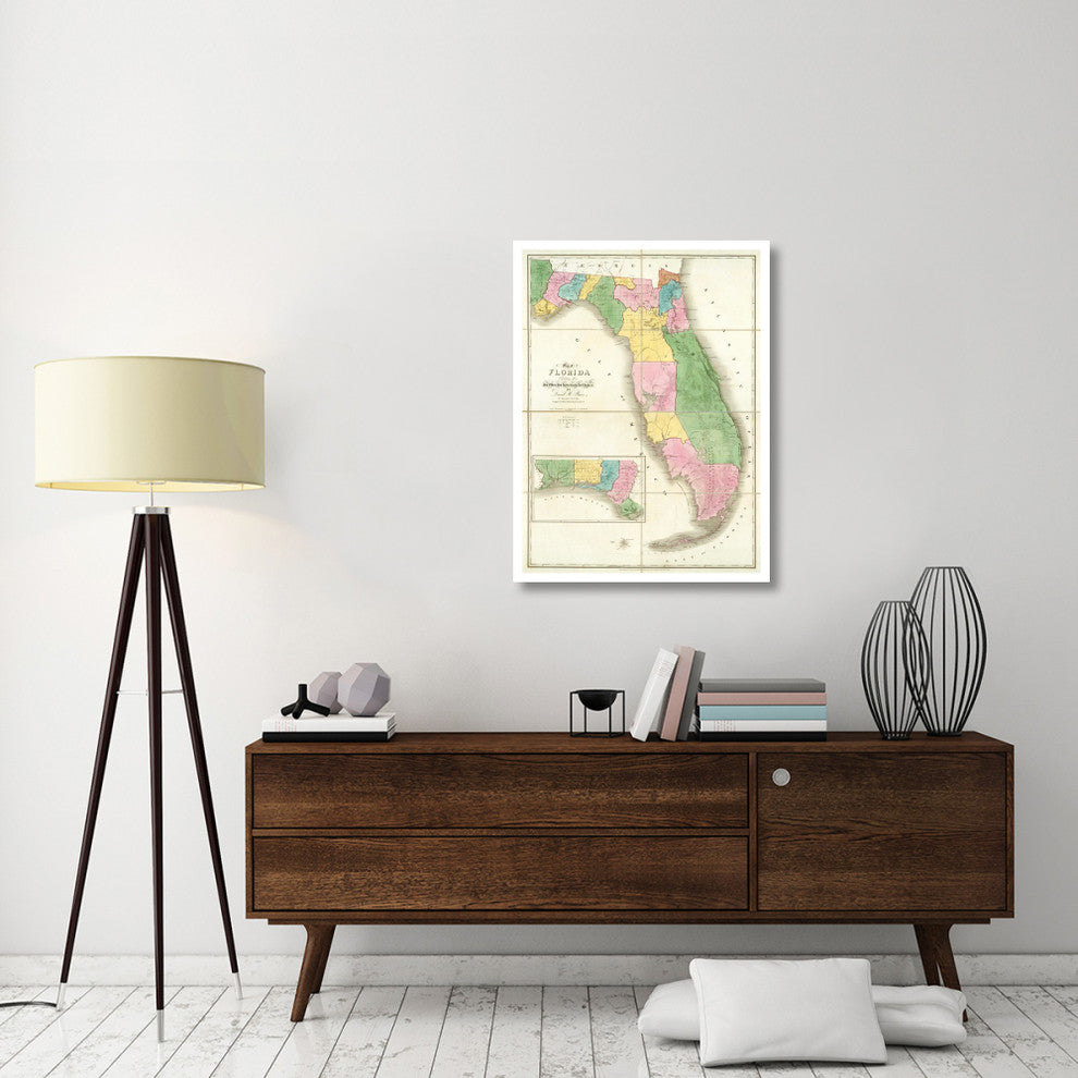 "Map of Florida, 1839" Digital Paper Print by David H. Burr, 29"x38"