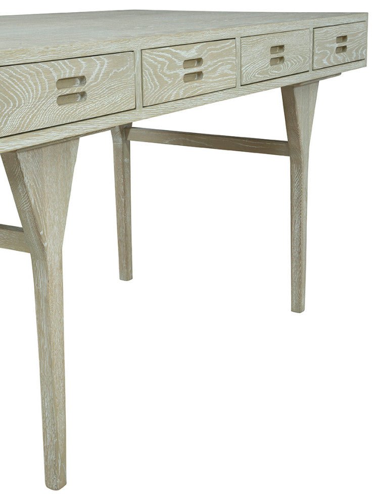 Hendrix 57" Wide Oak Desk, Off White