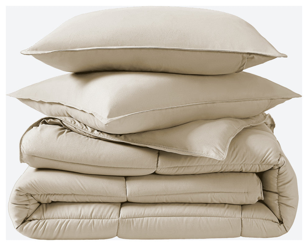 Bare Home Down Alternative Comforter Set, Sand, Queen