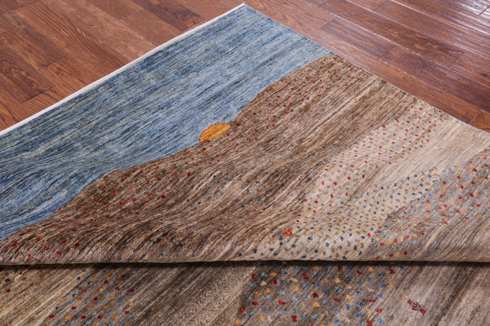 6' 7" X 9' 7" Hand-Knotted Persian Gabbeh Tribal Wool Rug Q9757