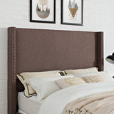 Casey Wingback Upholstered Headboard, Bourbon, King