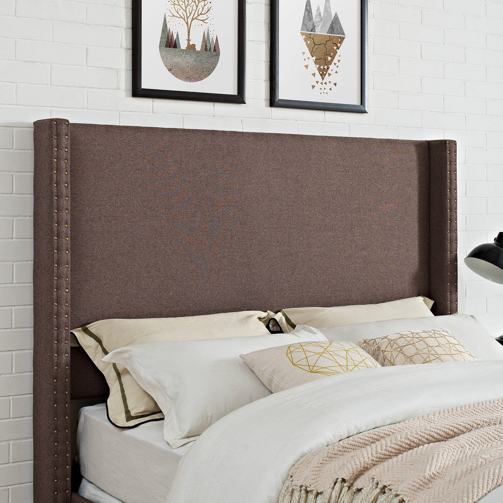 Casey Wingback Upholstered Headboard, Bourbon, King