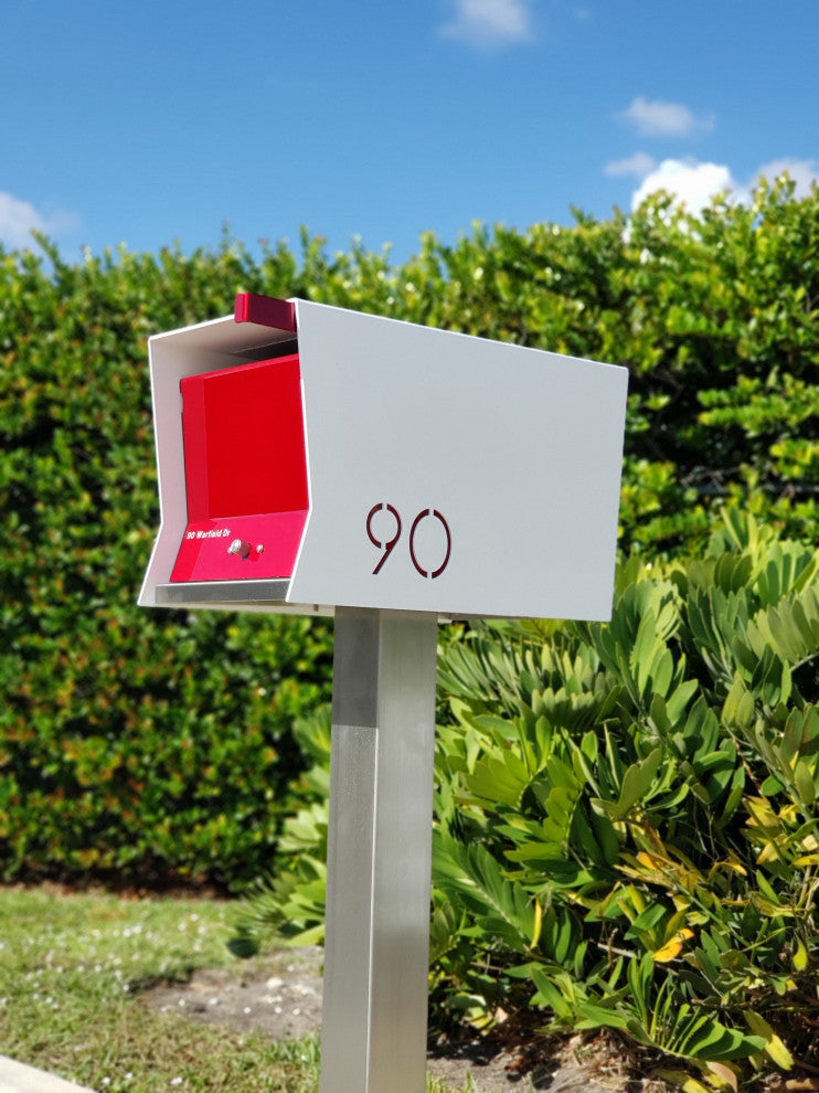 The RetroBox with Locking doors. Modern Pole Mounted Mailbox, Pole not included.
