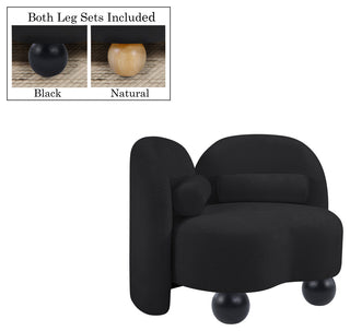 Daphne Upholstered Chair/Loveseat/Sofa, Black, Chenille Fabric, Chair